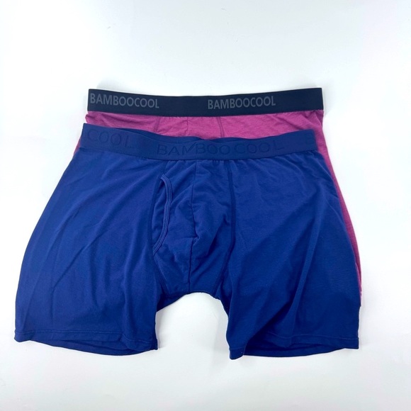 BAMBOO COOL 2 pair Men's Boxer Briefs - Navy and Pink - Picture 6 of 7